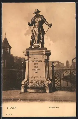 AK Siegen, Hüttenmann, Bergsteiger-Denkmal
