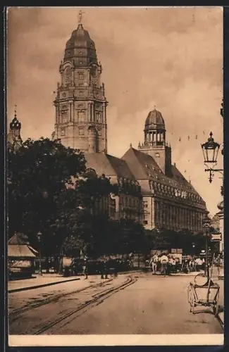 AK Dresden, Ringstrasse am Rathaus