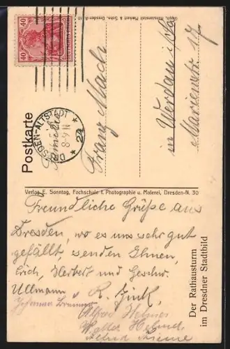 AK Dresden, Ringstrasse am Rathaus