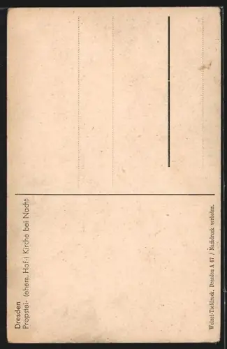 AK Dresden, Kath. Propstei, ehemalige Hof-Kirche bei Nacht