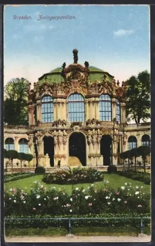 AK Dresden, Zwingerpavillon mit Anlage
