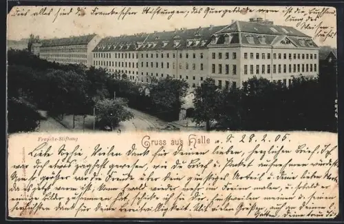 AK Halle / Saale, Francke-Stiftung aus der Vogelschau