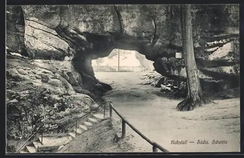 AK Bad Schandau / Sächsische Schweiz, Kuhstall, Felsentor