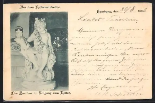 AK Hamburg, Bacchus-Statue im Eingang zum Ratskeller