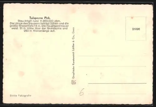 AK Pirk / Oelsnitz, Talsperre mit Ortsblick