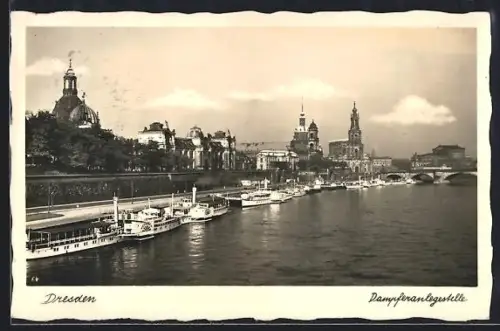 AK Dresden, Dampferanlegestelle, Panorama