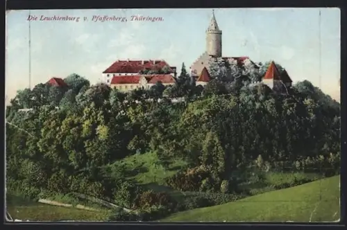 AK Kahla / Thüringen, Leuchtenburg vom Pfaffenberg aus