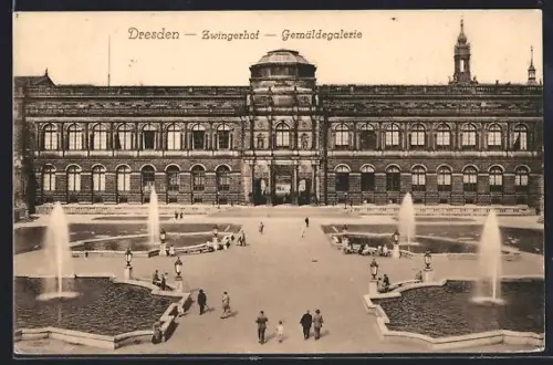 AK Dresden, Zwingerhof, Gemäldegalerie