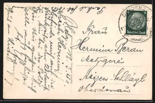 AK Tschengla, Ortspartie gegen das Walsertal im Winter