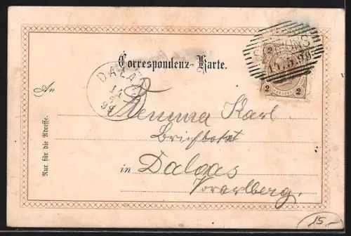 Künstler-AK Bürs, Teilansicht mit Bludenz von der Bürserschlucht aus