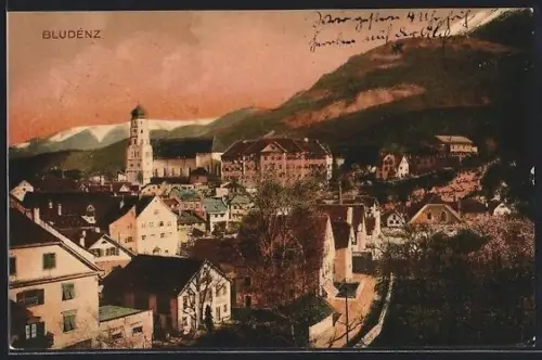 AK Bludenz, Teilansicht mit Kirche