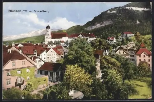 AK Bludenz, Ortsansicht mit Kirche