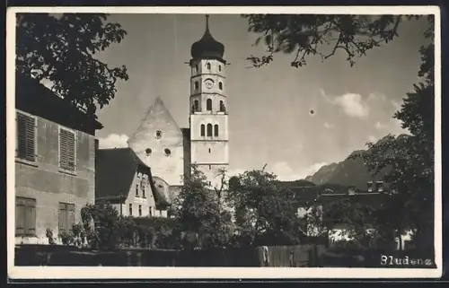 AK Bludenz, Ortspartie mit Kirche