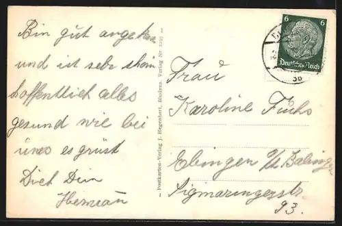 AK Bludenz, Ortsansicht bei Sonne aus der Vogelschau