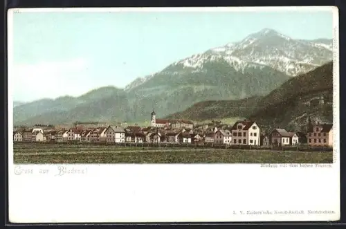 Künstler-AK Bludenz, Teilansicht mit dem hohen Frassen