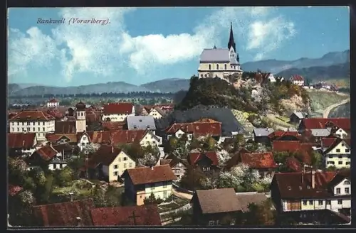 AK Rankweil /Vorarlberg, Teilansicht mit Kirche