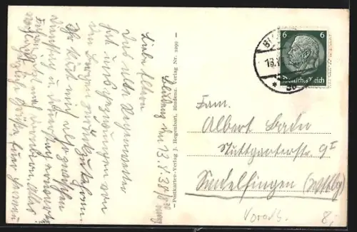 AK Bludenz, Ortsansicht bei Sonne aus der Vogelschau