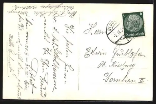 AK Bludenz, Schloss mit Strassenpartie im Schnee