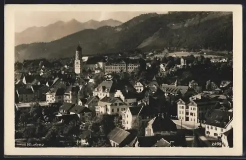 AK Bludenz, Ortsansicht bei Sonne aus der Vogelschau
