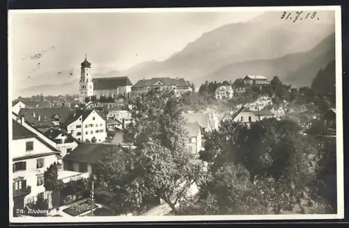 AK Bludenz, Ortspartie mit Kirche