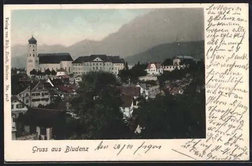 AK Bludenz, Ortspartie mit Kirche