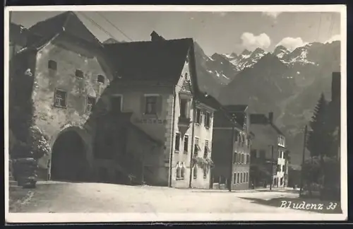 AK Bludenz, Strassenpartie mit Badhaus