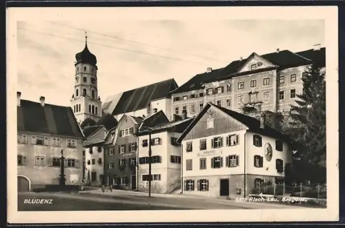 AK Bludenz, Strassenpartie mit Kirche