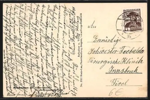 AK Bludenz, Strassenpartie mit Kirche