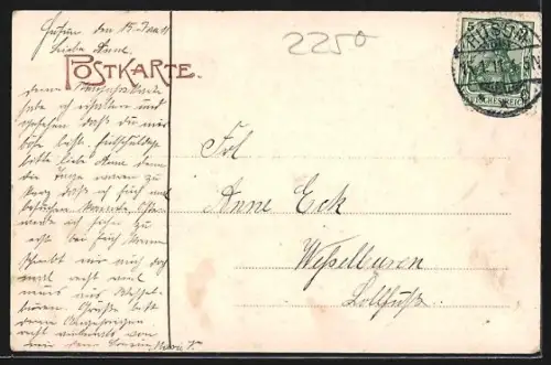 AK Husum / Nordsee, Woldsenstrasse, Villen und Kirchturm