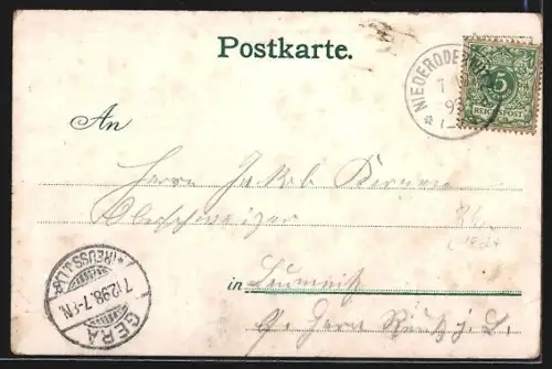 Lithographie Königstein / Elbe, Teilansicht mit Festung und Lilienstein