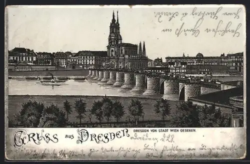AK Dresden, von Hotel Stadt Wien gesehen
