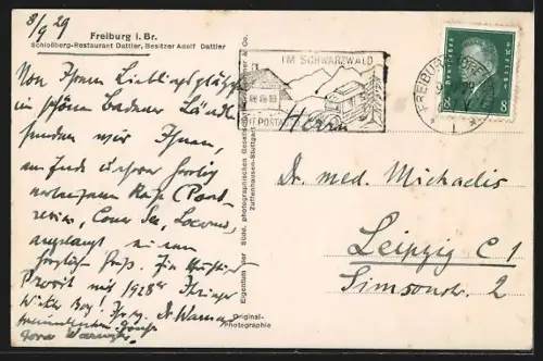 AK Freiburg / Breisgau, Schlossberg-Restaurant Dattler, auf der Terrasse