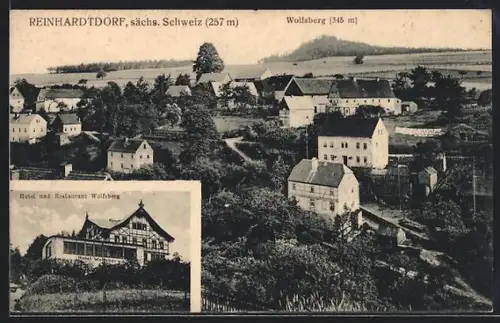 AK Reinhardtsdorf, Hotel Restaurant Wolfsberg, Ortspanorama