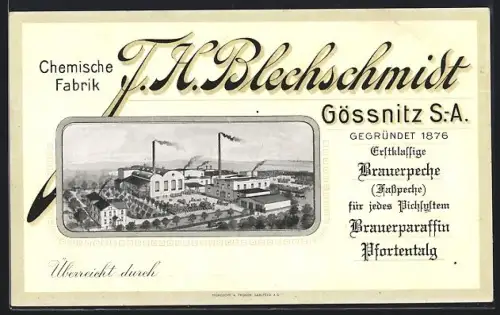 AK Gössnitz / S.-A., Chemische Fabrik F. H. Blechschmidt