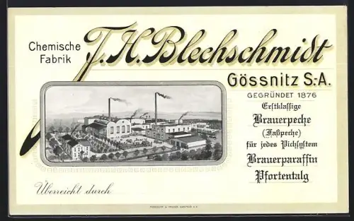 AK Gössnitz / S.-A., Chemische Fabrik F. H. Blechschmidt