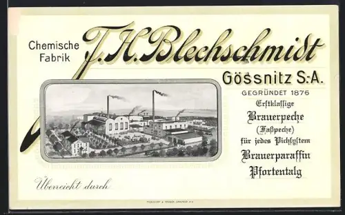 AK Gössnitz / S.-A., Chemische Fabrik F. H. Blechschmidt