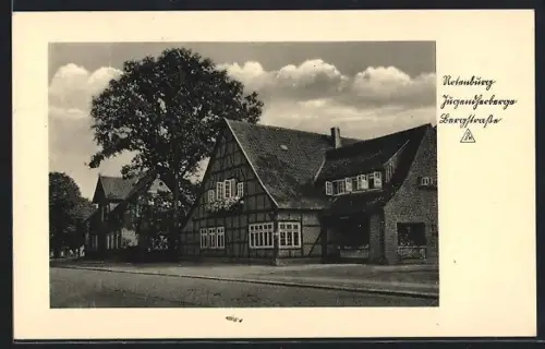 AK Rotenburg / Hannover, Strassenpartie mit Jugendherberge in der Leystrasse