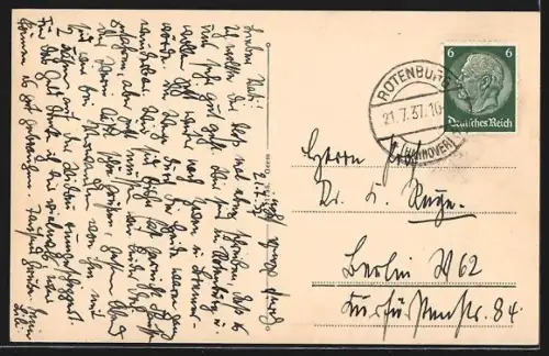 AK Rotenburg / Hannover, Strassenpartie mit Jugendherberge in der Leystrasse