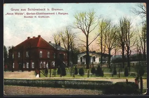 AK Schönebeck / Vegesack, Gasthaus Neue Weide von H. Grothusen