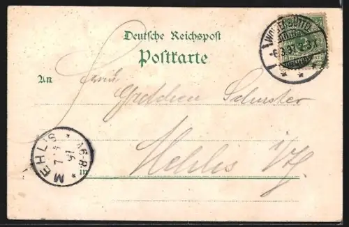 Lithographie Hannover, Herrenhäuser Allee mit Strassenbahn, Paar auf Tandem