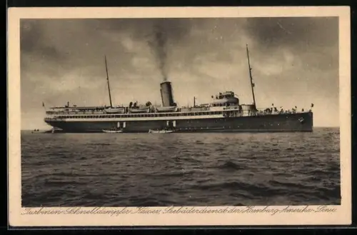 AK Turbinen-Schnelldampfer Kaiser beim Ausbooten der Passagiere, Seebäderdienst der Hamburg-Amerika-Linie