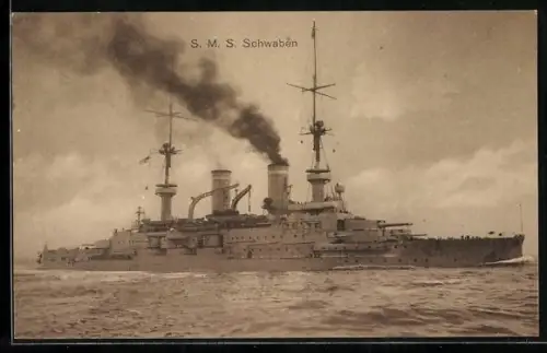 AK Kriegsschiff SMS Schwaben in Fahrt