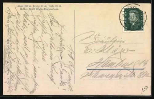 AK Turbinen-Schnelldampfer Europa des NDL, Passagierschiff