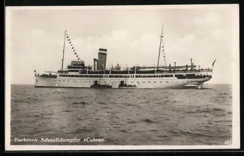 AK Turbinen-Schnelldampfer Cobra vom Hapag-Seebäderdienst, Passagierschiff