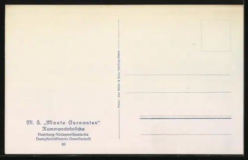 AK Passagierschiff M. S. Monte Olivia der Hamburg-Süd, Kommandobrücke