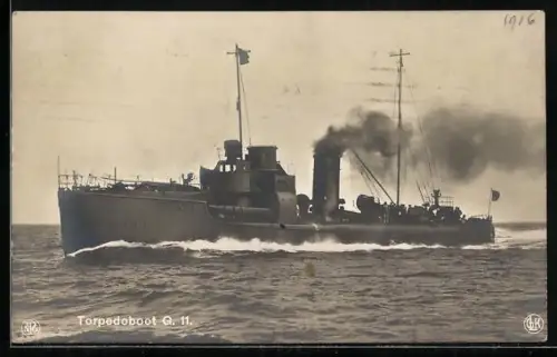 AK Torpedoboot G-11 in voller Fahrt, Kriegsschiff