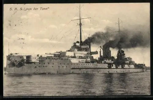 AK Grosser Kreuzer Von der Tann in Fahrt, Kriegsschiff