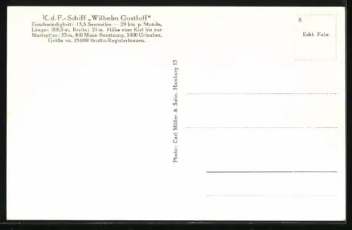 AK Passagierschiff Kdf-Schiff Wilhelm Gustloff im Hafen