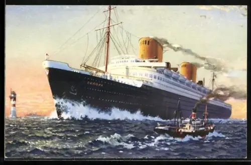 AK Turbinen-Schnelldampfer Europa des Norddeutschen Lloyd, Passagierschiff