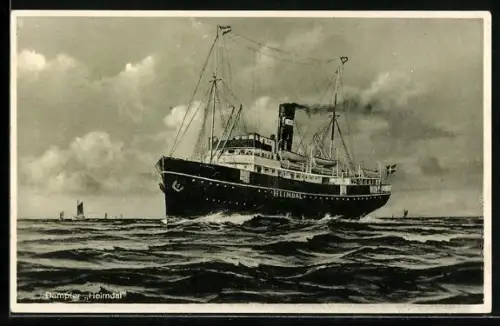 AK Passagierschiff Dampfer Heimdal in voller Fahrt